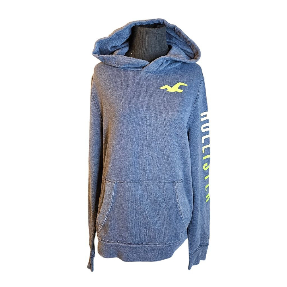 Hollister Medium Blue and Green Hoodie Sweater - Picture 2 of 8